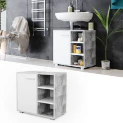 Meuble Sous-lavabo Perry Béton/blanc -Le Coin Bain Parfait Boutique 087db03c3b374e8fbce0feac7670c690