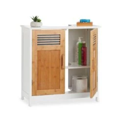 Meuble Dessous De Lavabo Portes Bambou