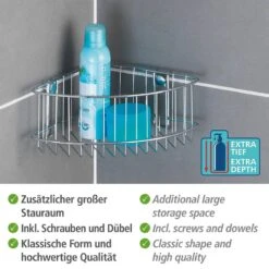Wenko Étagère D’angle Classic Acier -Le Coin Bain Parfait Boutique 1000271145 210608 11192500438 DETAILS P000000001000271145