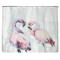 Rideau De Douche PS Recyclé Flamingos