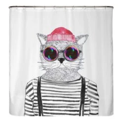 Rideau De Douche Chat Hipster