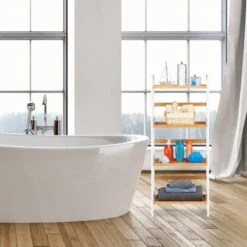 Etagère De Bain En Bambou Blanche -Le Coin Bain Parfait Boutique 15c23f9d3a9b40d5bca928dae865290e