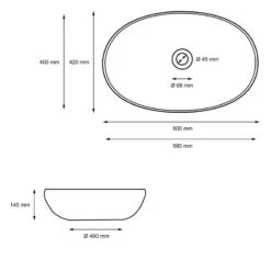 Vasque Forme Ovale 600x420x145 Mm Blanc -Le Coin Bain Parfait Boutique 400779409cef46609e550885469f619c