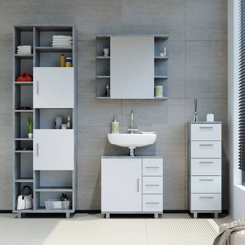 Chiffonnier Ilias Béton/blanc 2 Chiffonnier Ilias Béton/blanc – Image 2