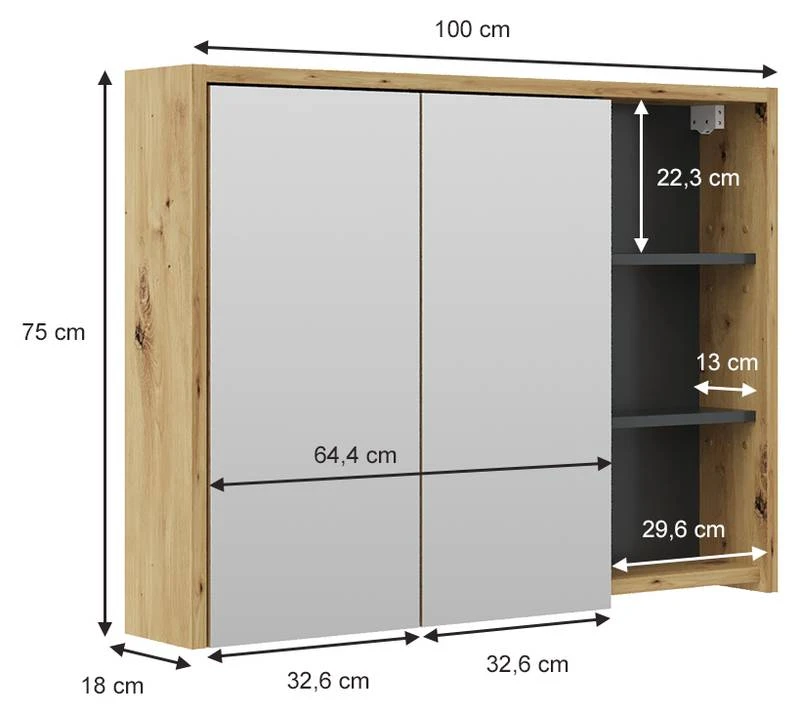Armoire De Toilette Viola Artisan/gris 7 Armoire De Toilette Viola Artisan/gris – Image 7