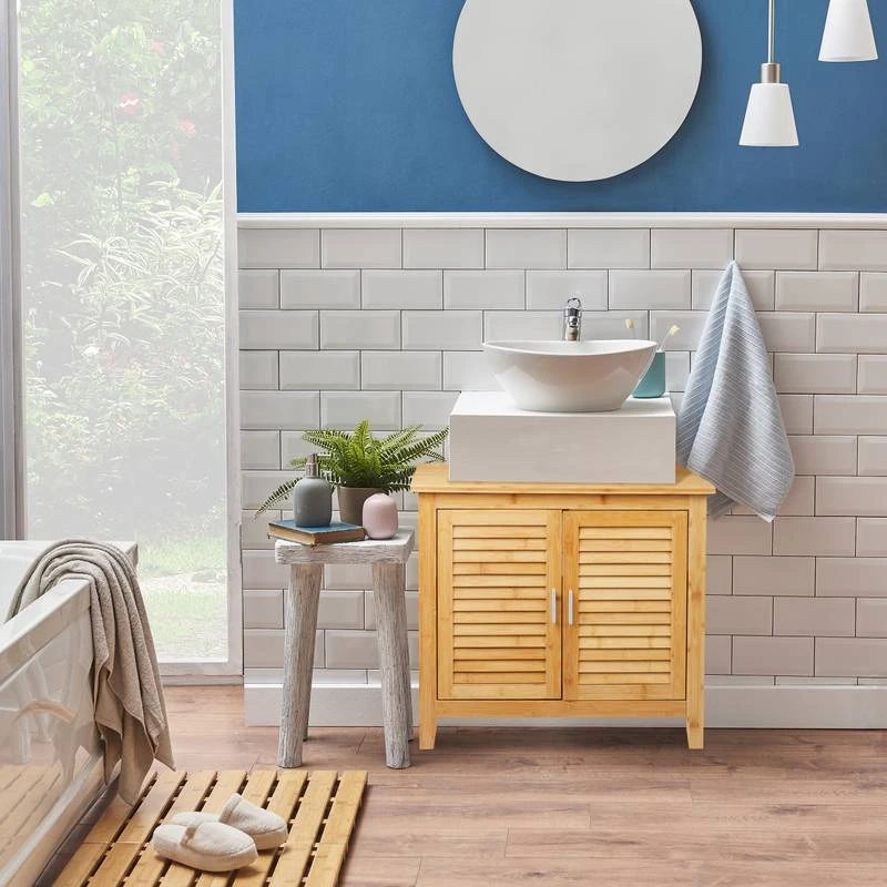 Armoire Dessous De Lavabo Bambou 2 Armoire Dessous De Lavabo Bambou – Image 2