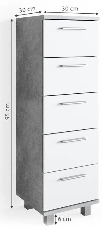 Chiffonnier Ilias Béton/blanc 4 Chiffonnier Ilias Béton/blanc – Image 4