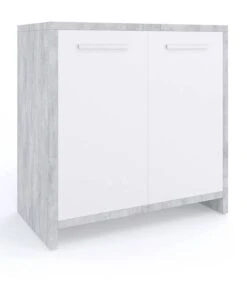 Meuble Sous-lavabo Kiko Béton/blanc