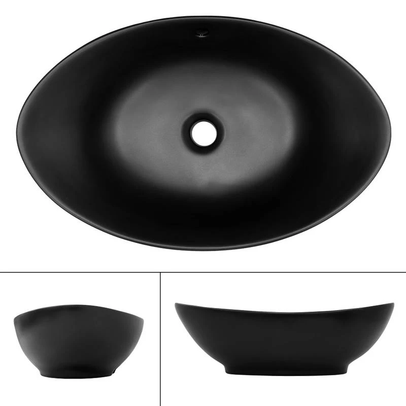 Lavabo Ovale 59x38x19 Cm Noir 3 Lavabo Ovale 59x38x19 Cm Noir – Image 3