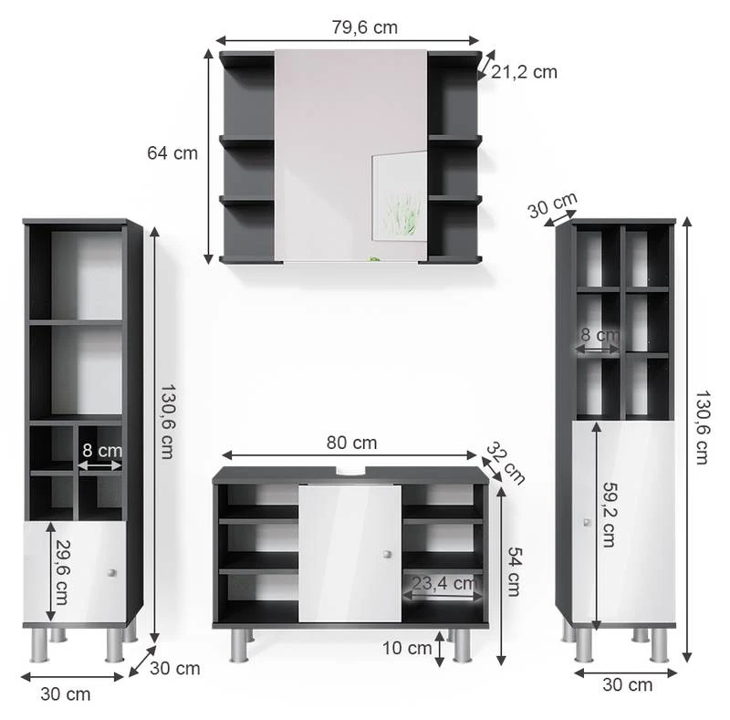 Salle De Bains Fynn Anthracite (4 élém.) 7 Salle De Bains Fynn Anthracite (4 élém.) – Image 7
