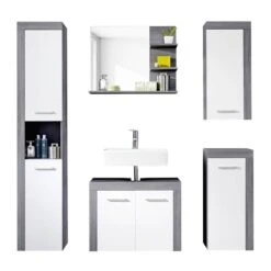 Meubles De Salle De Bains Set MiamiMaine -Le Coin Bain Parfait Boutique badezimmerset miami i 5 teilig weiss eiche grau dekor 4364280