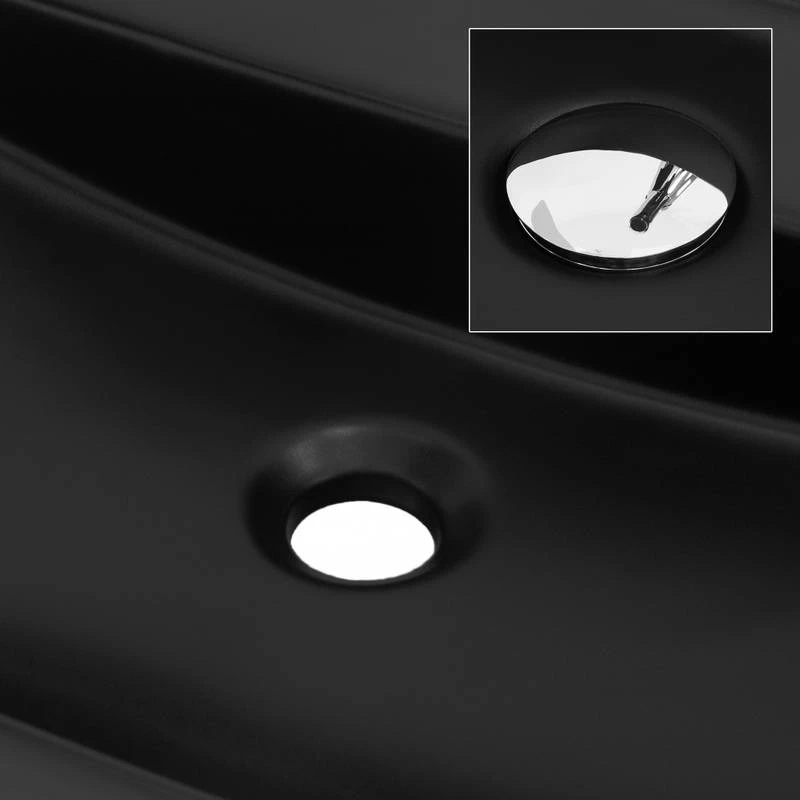 Lavabo Ovale 60x40x12cm Noir Céramique 5 Lavabo Ovale 60x40x12cm Noir Céramique – Image 5