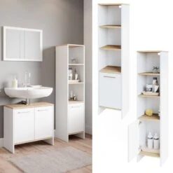 Armoire Haute Elvio Blanc/sonoma -Le Coin Bain Parfait Boutique c672791a139849e9b2255fff00f95361