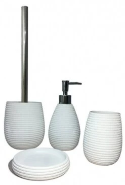 Set 4 Accessoires Salle De Bain Blanc