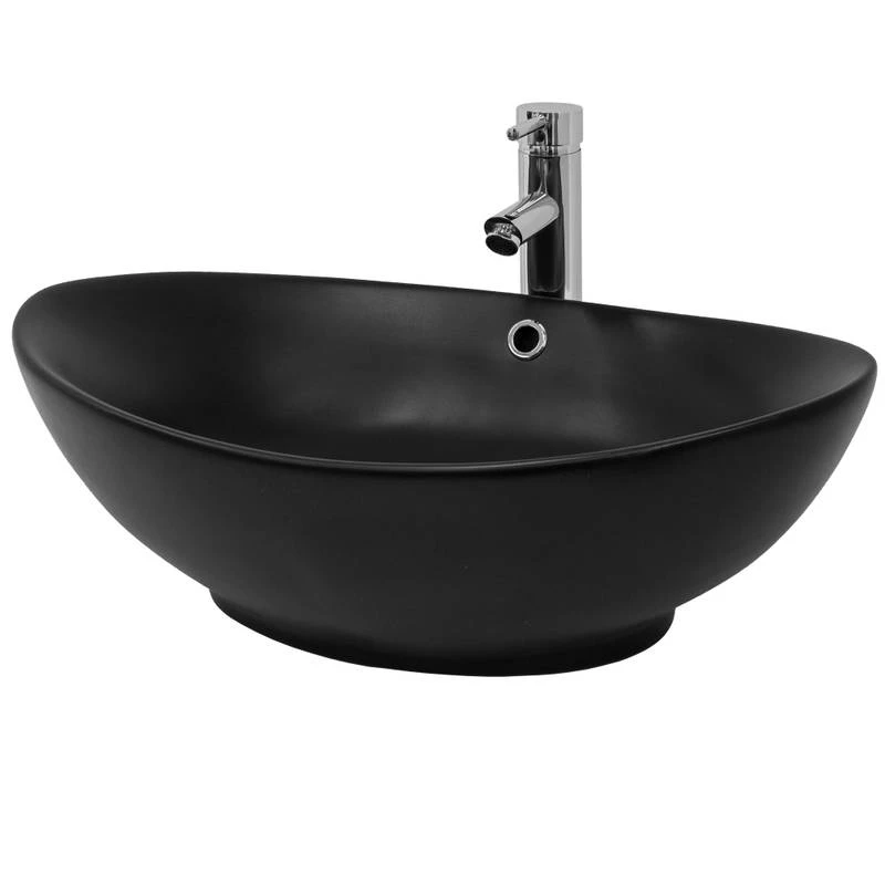 Lavabo Ovale 59x38x19 Cm Noir 1 Lavabo Ovale 59x38x19 Cm Noir