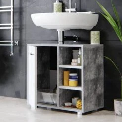 Meuble Sous-lavabo Perry Béton/blanc -Le Coin Bain Parfait Boutique d847617171e84f919857ee8b62937123