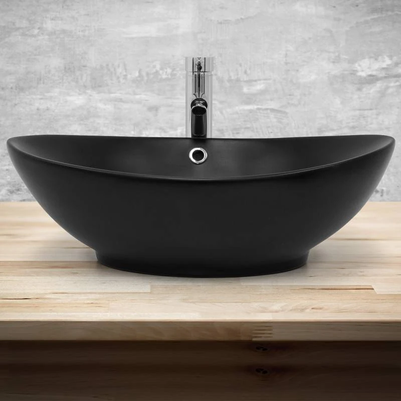 Lavabo Ovale 59x38x19 Cm Noir 2 Lavabo Ovale 59x38x19 Cm Noir – Image 2