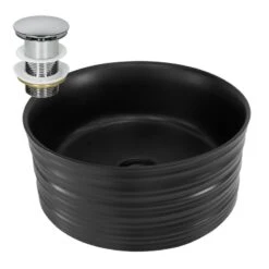 Lavabo Ø 41x18cm Noir Céramique