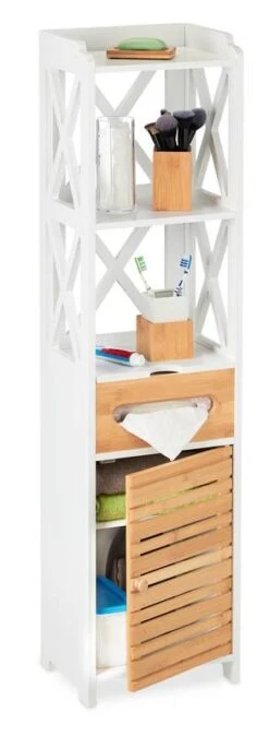 Étagère De Salle De Bain MDF Et Bambou