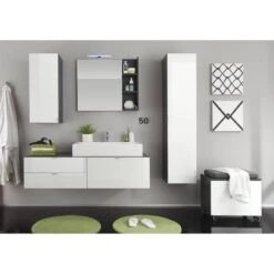 Armoire De Toilette Beach -Le Coin Bain Parfait Boutique haengeschrank casi hochglanz weiss grau 2053546