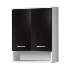 Meuble Haut Miami -Le Coin Bain Parfait Boutique haengeschrank lugano schwarz glanz weiss perl 1324384