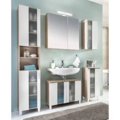 Armoire Basse Porto -Le Coin Bain Parfait Boutique hochschrank porto weiss eiche saegerau dekor 5089076 2