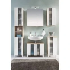 Armoire Basse Porto -Le Coin Bain Parfait Boutique hochschrank porto weiss eiche saegerau dekor 5089080 2