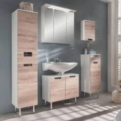 Armoire Basse Romana -Le Coin Bain Parfait Boutique hochschrank romana hochglanz weiss eiche dekor 4098060